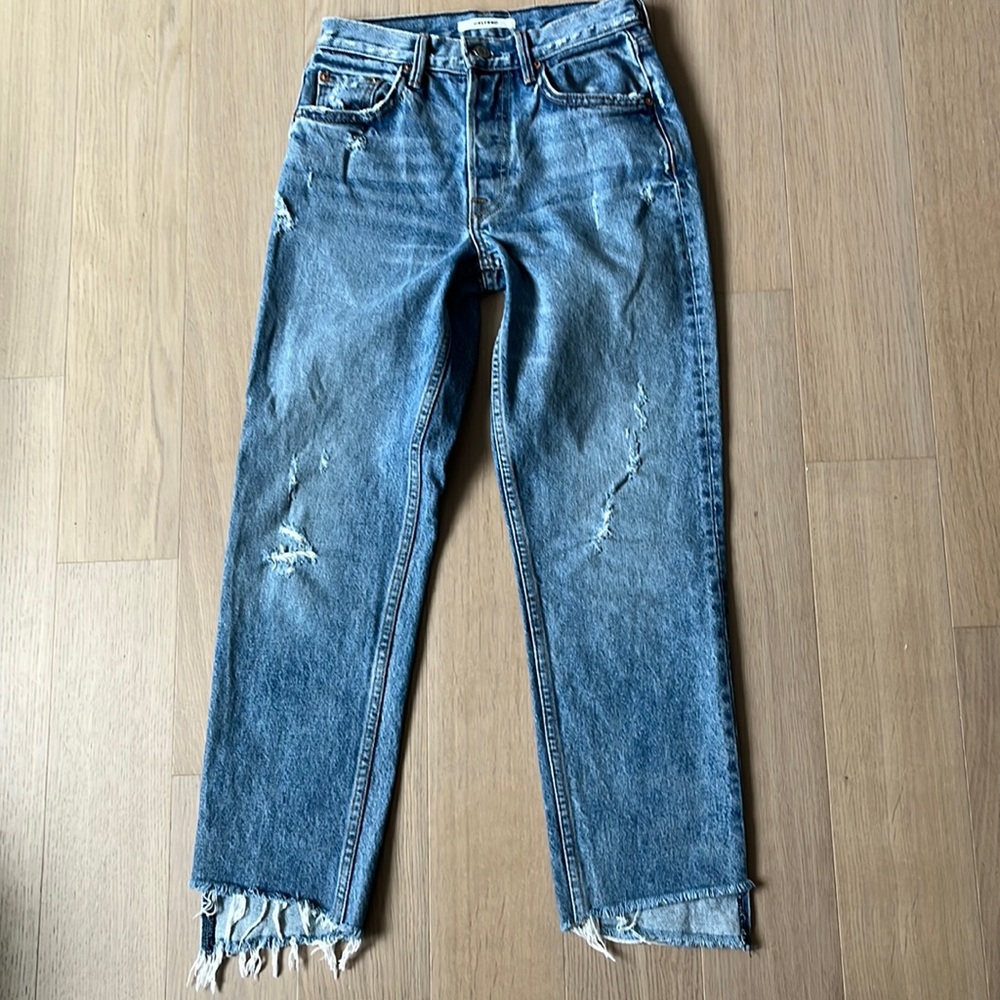 GRLFRND high rise straight leg jeans